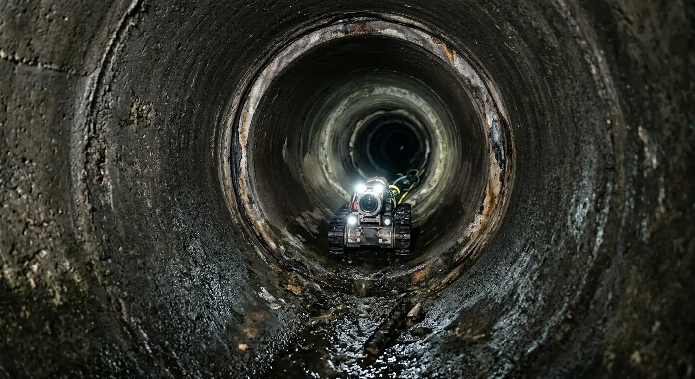 Robotic sewer camera inspecting pipe interior for Sewer Line Cleaning in Sumner